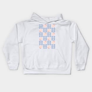Retro Geometric Floral Pattern 1 in Ice Blue and Rose Kids Hoodie
